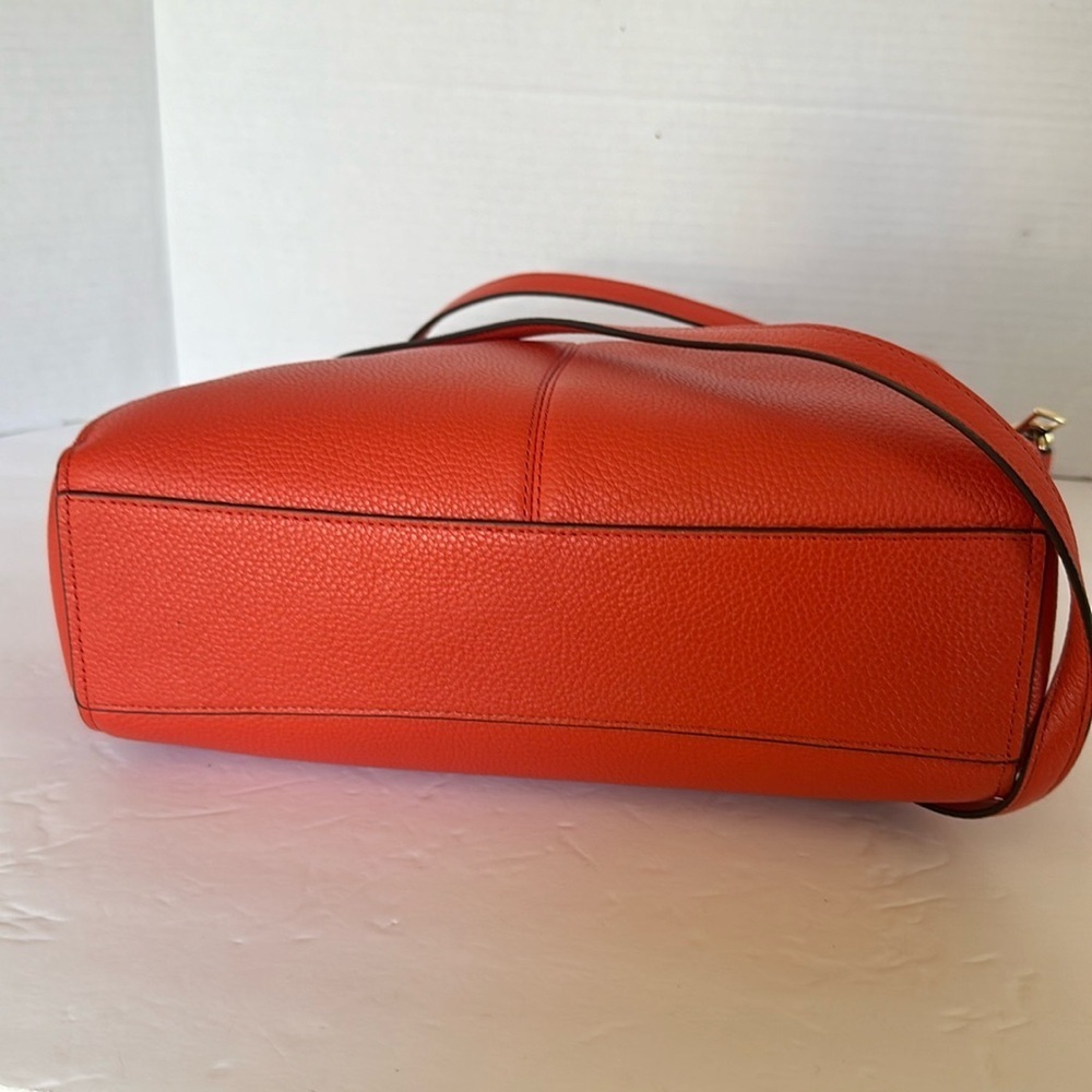 Coach Prairie Satchel Deep Coral Pebble Leather Medium Crossbody Bag - Picture 10 of 16